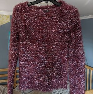 Cropped fuzzy knit sweater